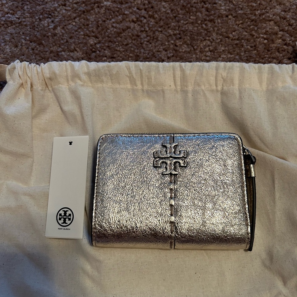 Tory Burch McGraw Metallic Bi-Fold Wallet